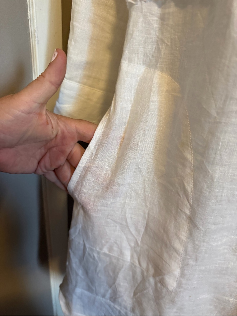 Henry Cottons White 100% Linen Ruffle Pintuck Tunic Shirt Dress Pocket Sz 42 (6) - Picture 4 of 9